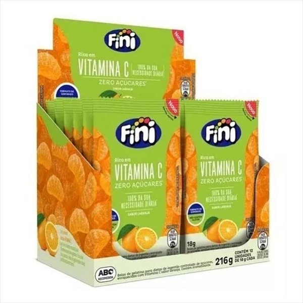 Fini Vitamina C Sabor Laranja Zero Açúcar 18gr Display 12 Un