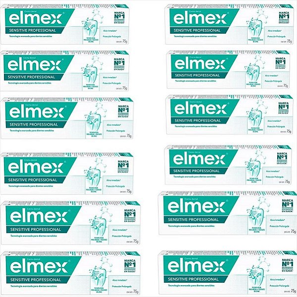 Elmex Creme Dental Sensitive Dentes Sensiveis 75g Kit C/12