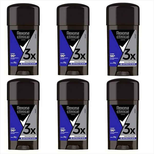 Desodorante Rexona Clinical Clean Creme 58g kit c/06