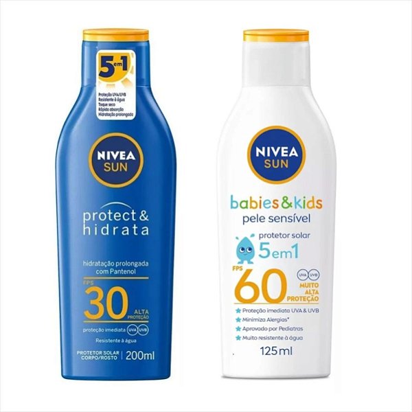 Kit Solar Nivea Corporal Fps30 200ml e Infantil Fps60 125ml