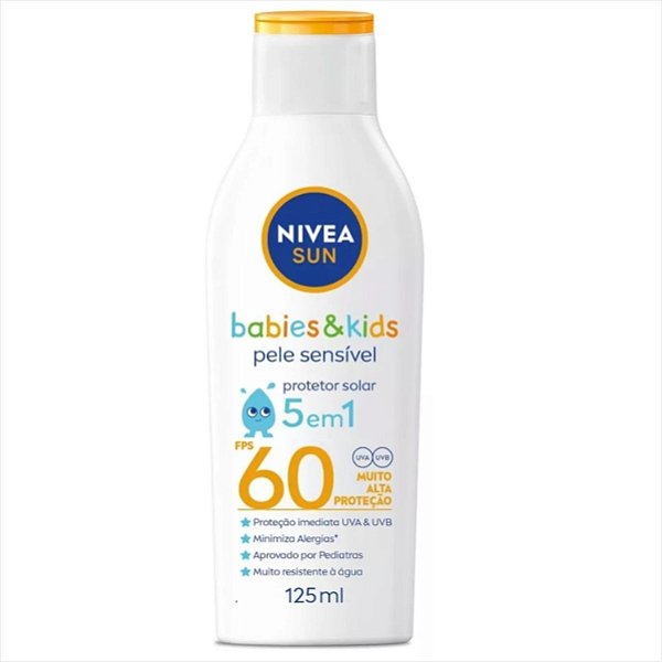 Protetor Solar Infantil Sun Kids Sensitive Fps60 125ml Nivea