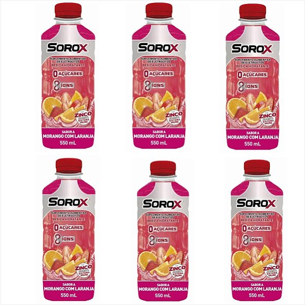 Sorox Morango Com Laranja 550ml Bebida Isotonica Pack c/6