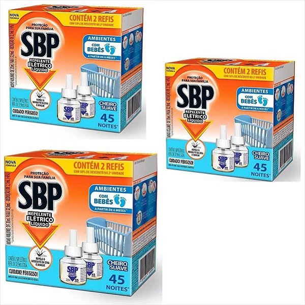 Repelente Líquido Elétrico SBP 2 Unidades 32,5ml Refil c/3