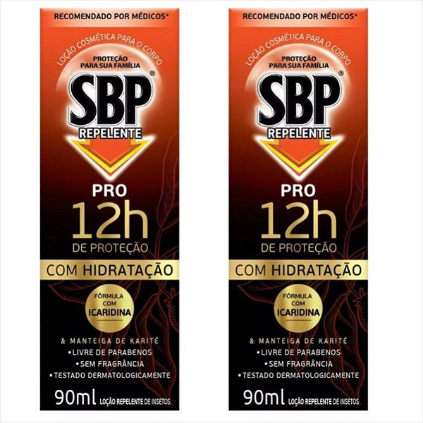 Repelente Loção s/ Fragrância SBP Pro 90ml Icaridina kit c/2