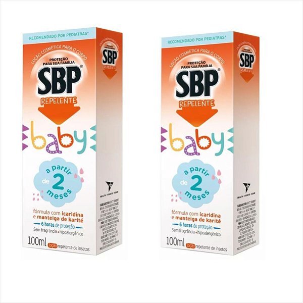 Repelente SBP Baby Loção Corporal  Icaridina 100ml kit c/2