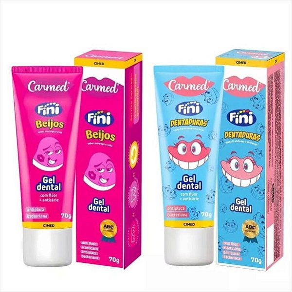 Kit 2 Carmed Gel Dental Dentadura E Beijos C Fluor Anticarie