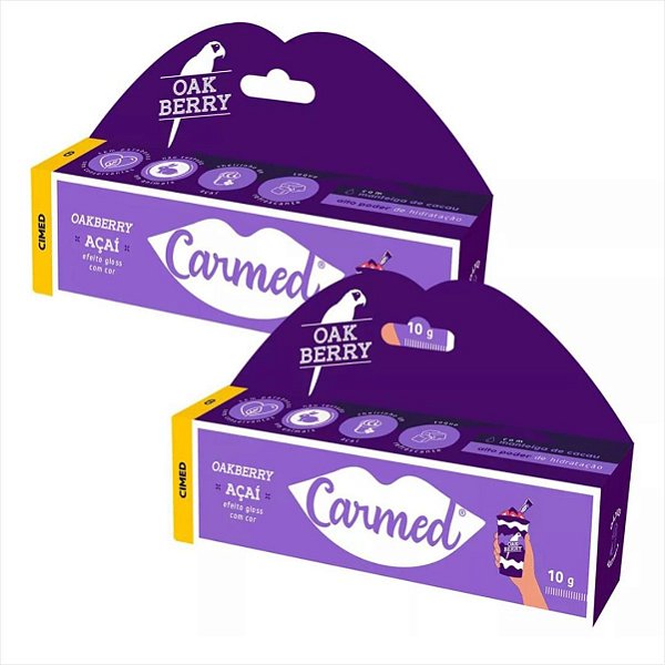 Kit 2 Und Hidratante Labial Carmed Açai Oakberry 10g Com Cor
