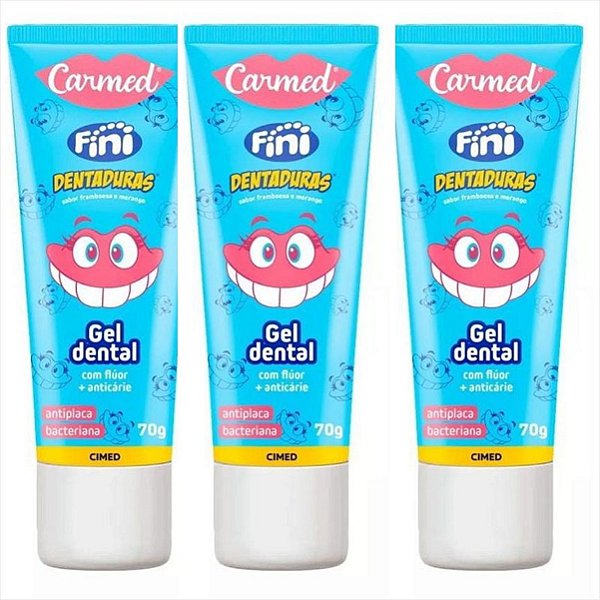 Gel Dental Carmed Fini Dentaduras 70g Pasta Dental Fini c/3