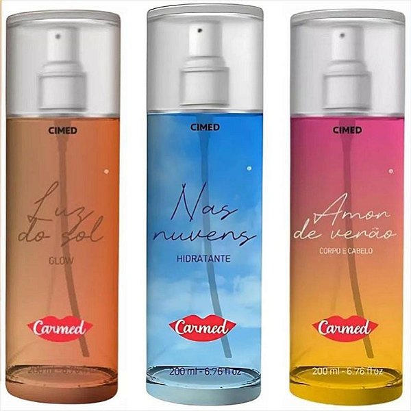 Carmed Body Splash 200ml Corporal e Cabelo Kit Completo c/3