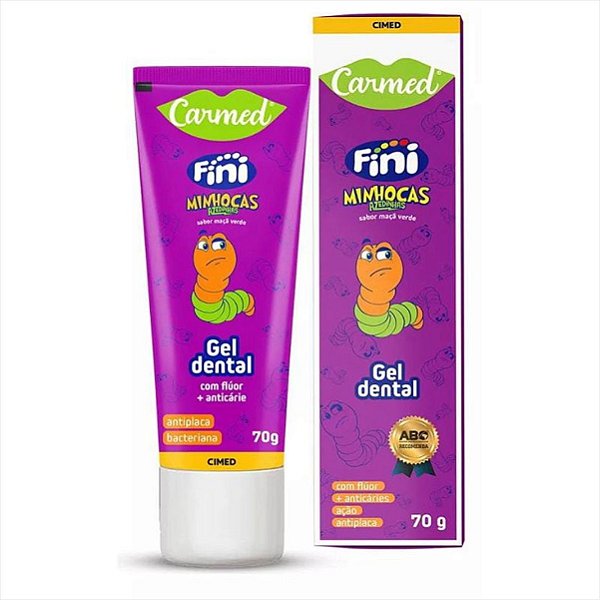 Gel Dental Carmed Fini Minhocas maça verde  Pasta de Dente