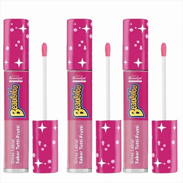 Gloss Labial Beautyloo Sabor Tutti-Frutti 3,8ml kit c/3