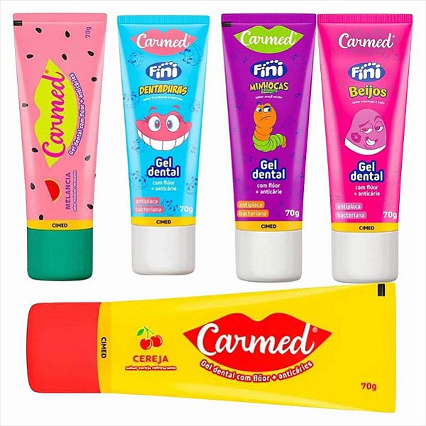 Kit Completo Pasta De Dente Carmed Fini  (5 sabores)