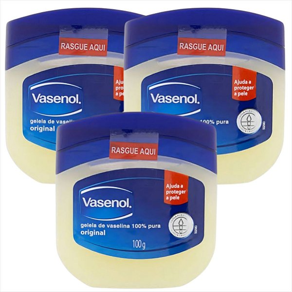 Geleia De Vaselina 100% Pura Original Vasenol Pote 100g c/3
