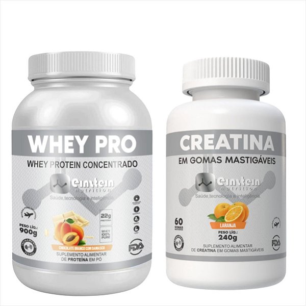 Whey Protein 900g Damasco /Creatina Gomas Einstein Nutrition