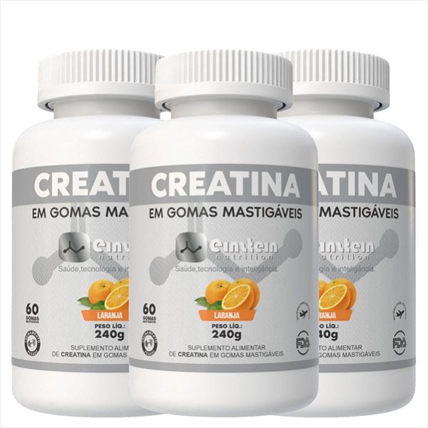 Creatina Gomas sabor Laranja c/60 Einstein Nutrition kit c/3