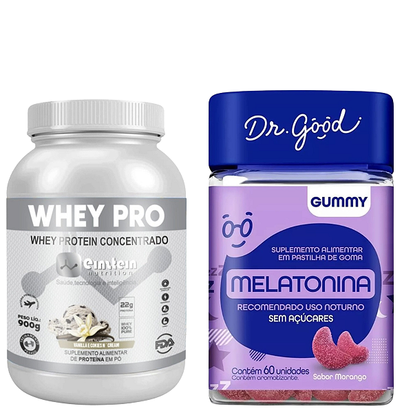 Melatonina Em Gummys c/60 Fini e Whey Protein Concentrado