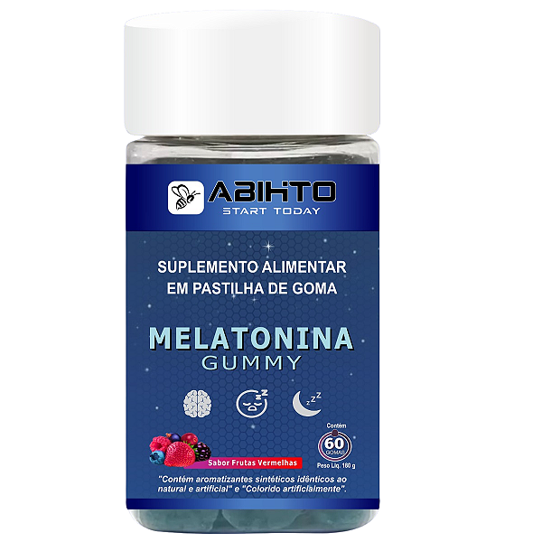 Melatonina em Gomas Abihto c/60 Sabor Frutas Vermelhas Gummy