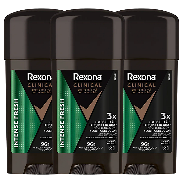 Rexona Clinical Creme Intense Fresh 58g Kit c/3