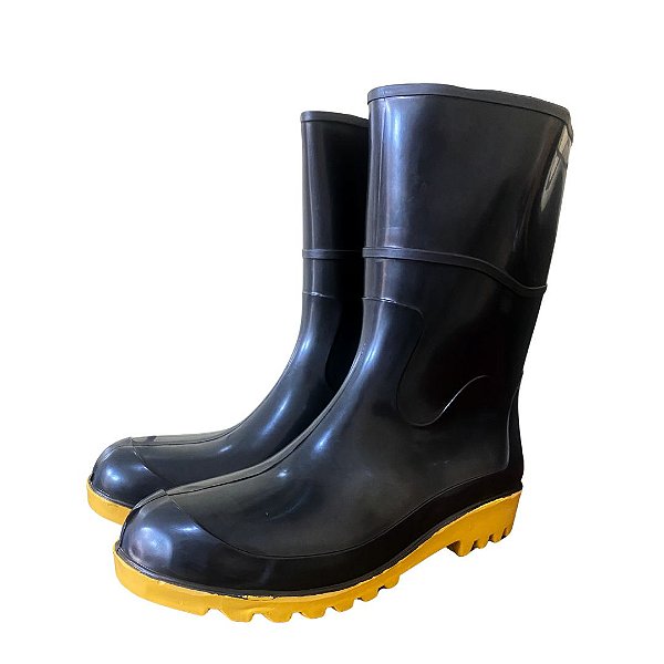 BOTA BASPAN PVC S/FORRO PRETA/AMAR - N 44