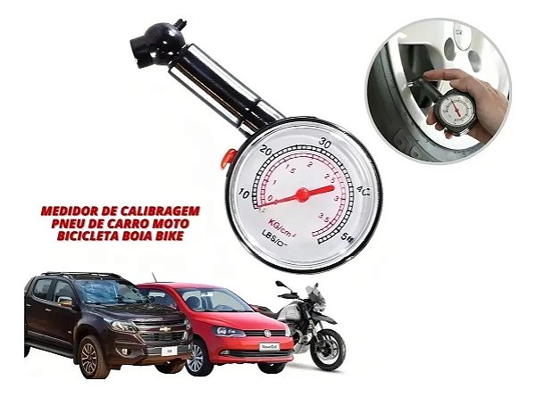 Calibrador de pneus analógico 377 Western Moto Carro Bicicletas