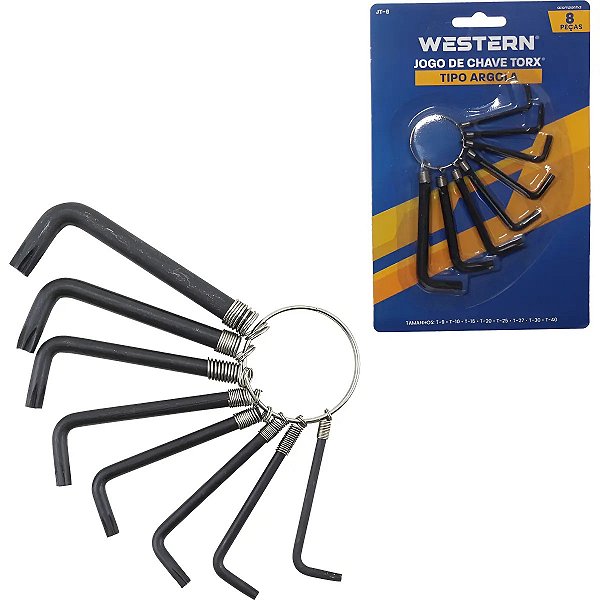 Chave Torx Western com Argola – Kit de 8 Peças em Aço