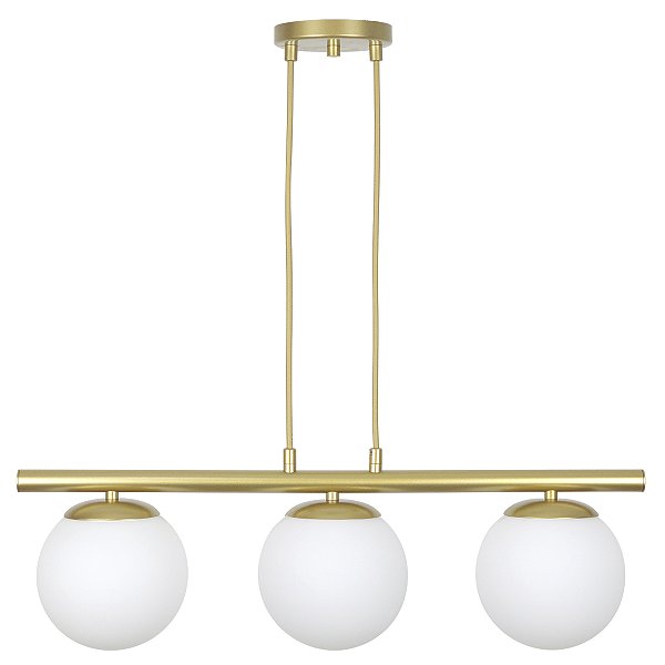 Pendente Jabuticaba Dourado 3 Globos de Vidro Mesa de Jantar