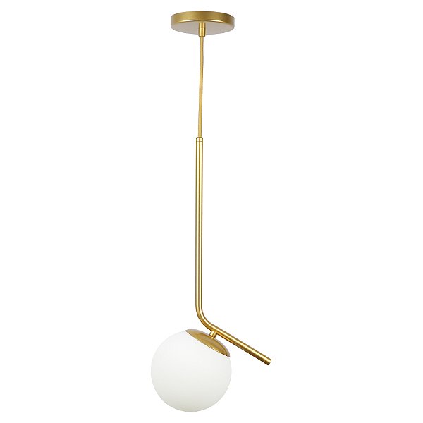 Pendente Jabuticaba Inclinado /1 Globo de Vidro - Dourado