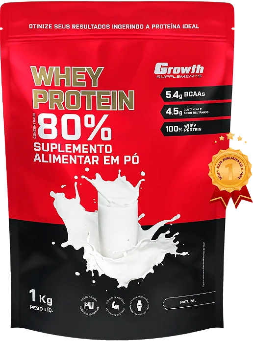 Whey Protein 80% Concentrado (1KG) - Growth Supplements