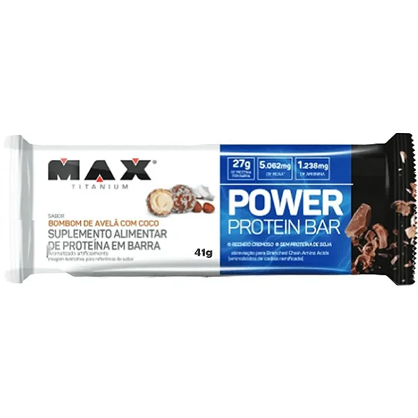 Power Protein Bar (41G) Bombom Avelã com Coco - MAX TITANIUM (unidade)