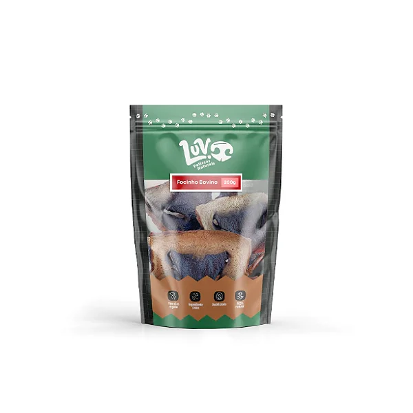 Focinho de Bovino Desidratado 200g – Petisco Crocante Luv Petiscos