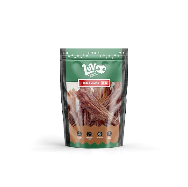 Tendão Bovino Desidratado 200g – Petisco Natural Luv Petiscos