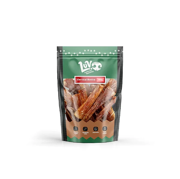 Ligamento Cervical Bovino 150g – Petisco Premium Natural Luv Petiscos
