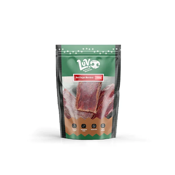 Esôfago Bovino Desidratado 100g – Snack Natural Luv Petiscos
