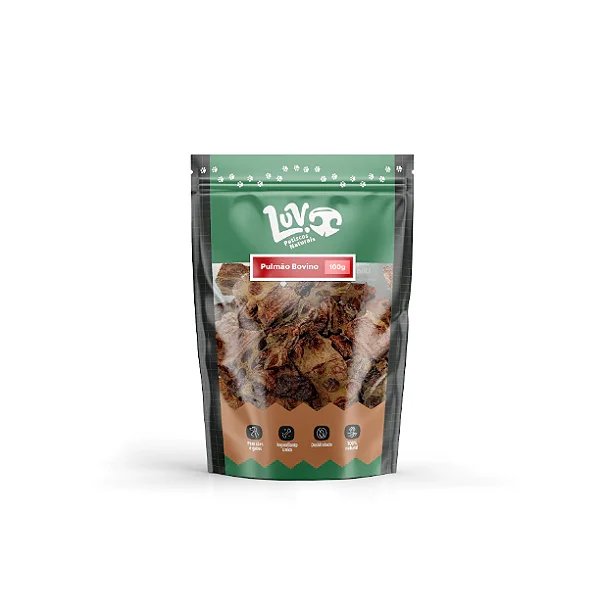 Pulmão Bovino Desidratado 100g – Petisco Natural Luv Petiscos