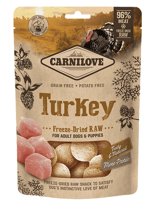 Snack Liofilizado Carnilove de Peru para Cães – 60g | 100% Natural Freeze-Dried Raw