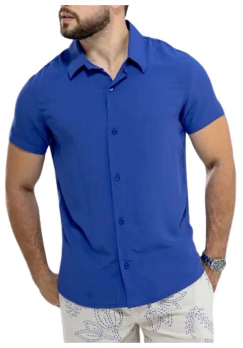 Camisa Viscolinho Azul Arpoador