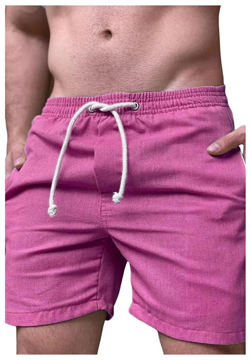 Short Liso Linho Misto Rosa Vallarta