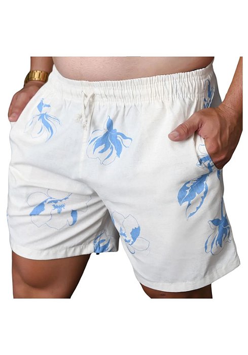 Short Linho Misto Estampado Maresias