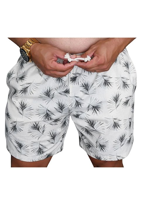 Short Linho Misto Estampado Aruba