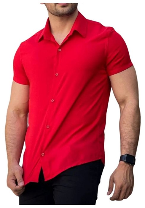 Camisa Viscolinho Vermelha Calhetas