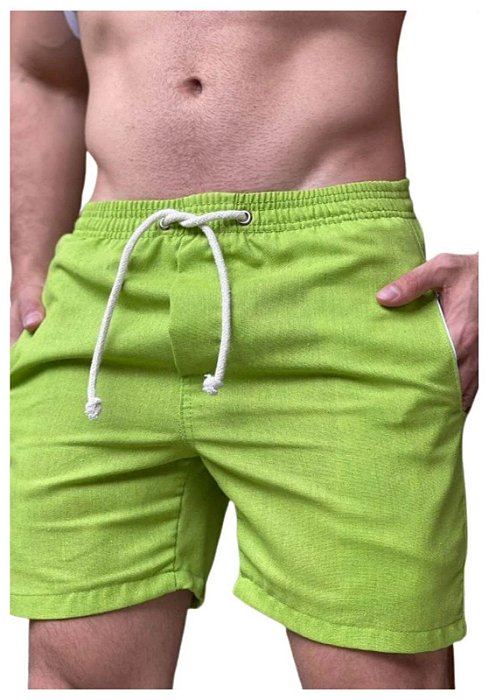 Short Liso Linho Misto Verde Betta