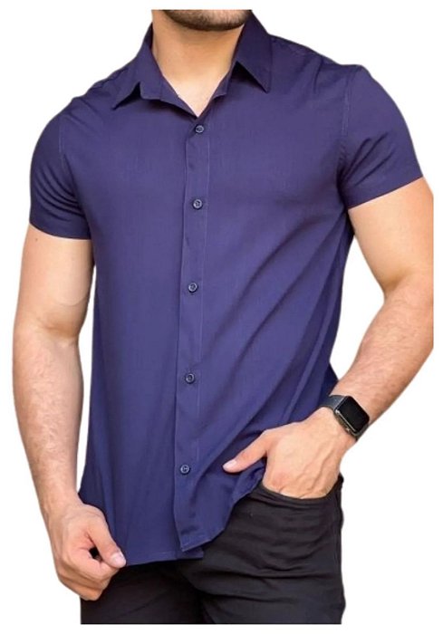 Camisa Viscolinho Azul Marlin