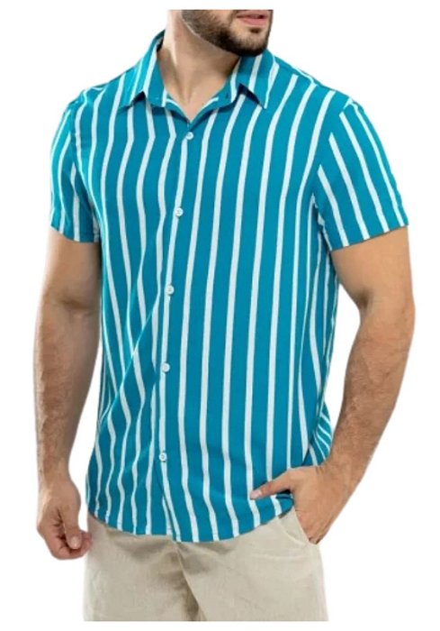 Camisa Viscolinho Listrada Calhaus