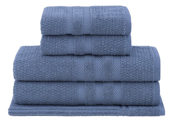 Jogo Toalha De Banho 5 Peças 100% Algodão Vanilla Extra Soft Azul Buddemeyer
