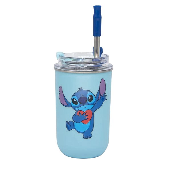 Copo Inox Canudo e Tampa 300ML STITCH DISNEY