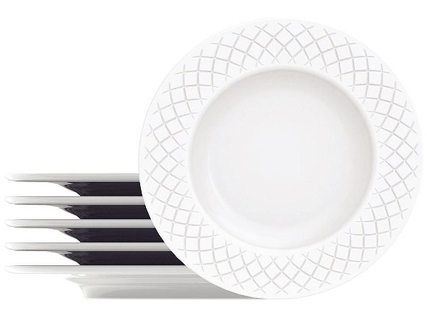 Jogo de Pratos Redondo Rasos de Porcelana Branco Tramontina