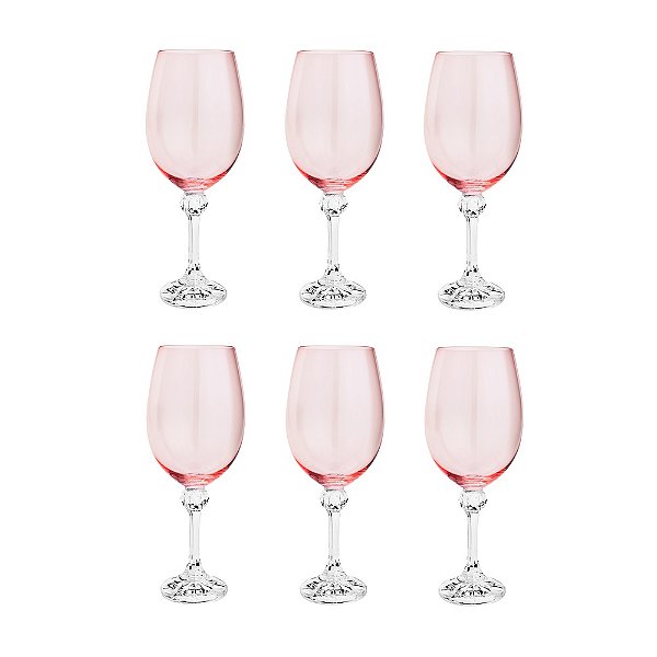Conjunto 6 Taças de Cristal Para Vinho Rose