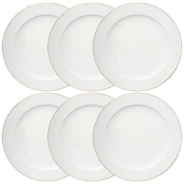 Pratos Rasos de Porcelana Branco