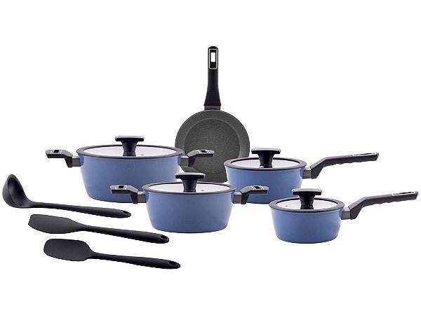 Jogo de Panelas Ceramic Life Azul 8 Peças