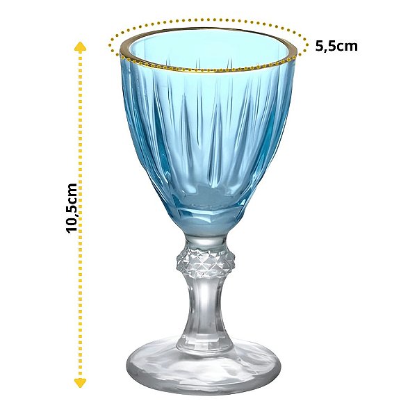 Jogo com 6 Taças de Vidro Azul 55ml